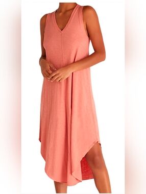 Z Supply Reverie Cotton Slub Sleeveless Midi Dress Canyon Rose Beach Trip Size M
